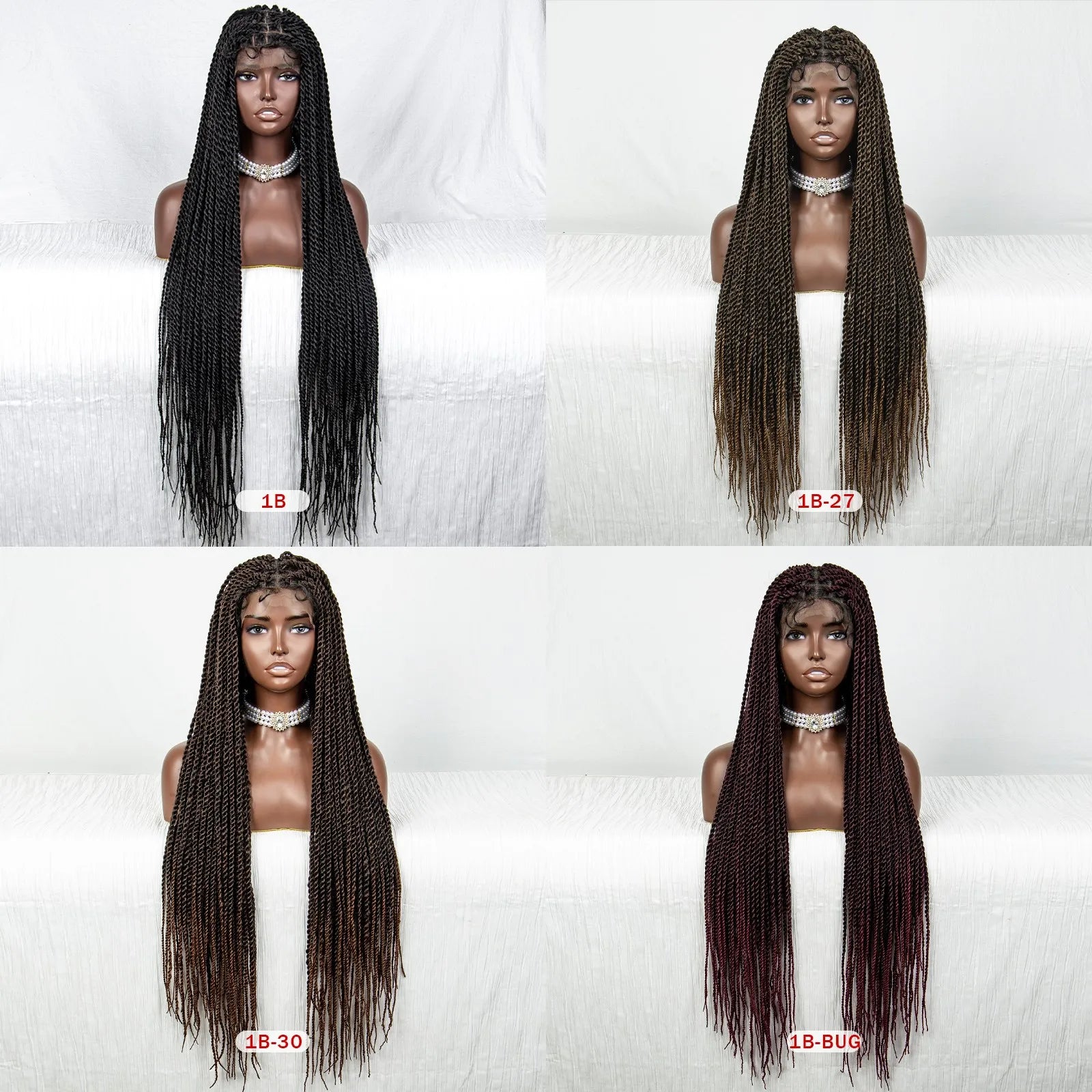 40" 360° HD Full Lace Knotless Twist Braids Wig | Blended Long Box Braids