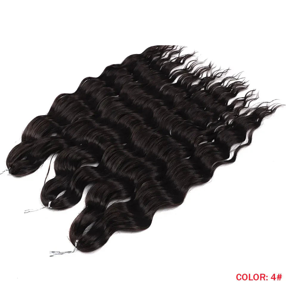 24" Orange Twist Crochet Hair | Synthetic Deep Wave Braiding Hair Extensions | Water Wave Hair | Heat Resistant Fiber | 60 Strands/Pack