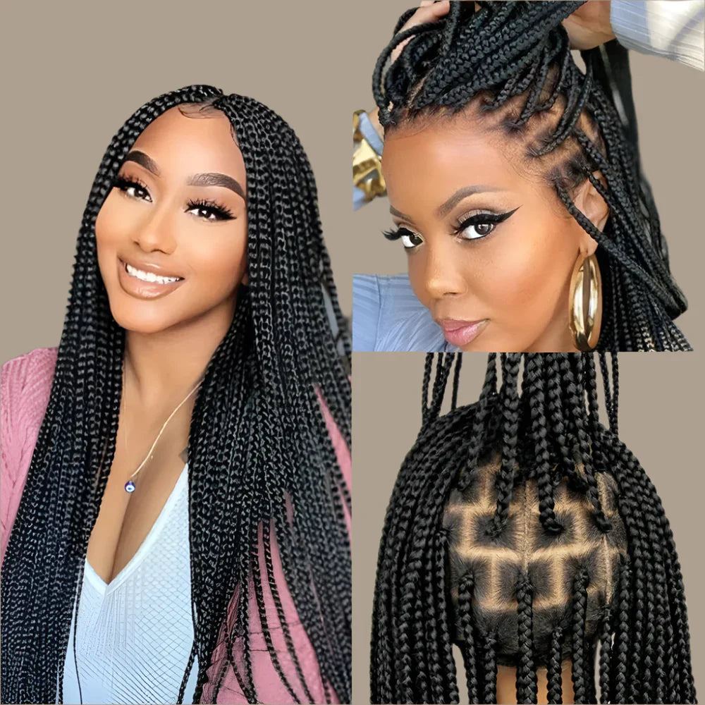 36" Knotless Box Braids Full Lace Wig | Crochet Braids | Synthetic Braiding Hair | Black Women