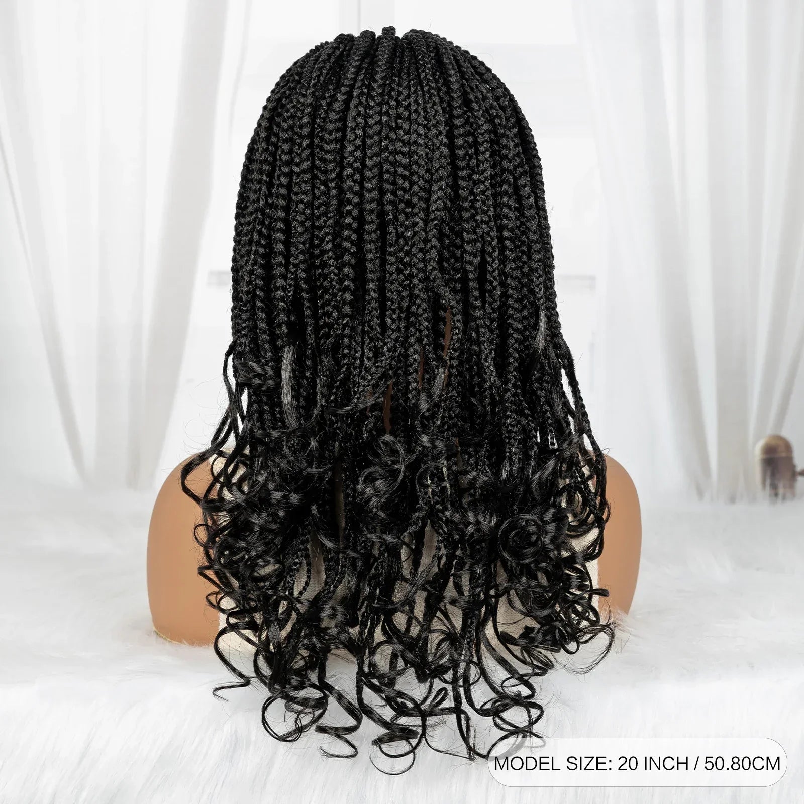 9x6 Lace Front Knotless Braids Wig with Curly Ends | Blended Box Braids