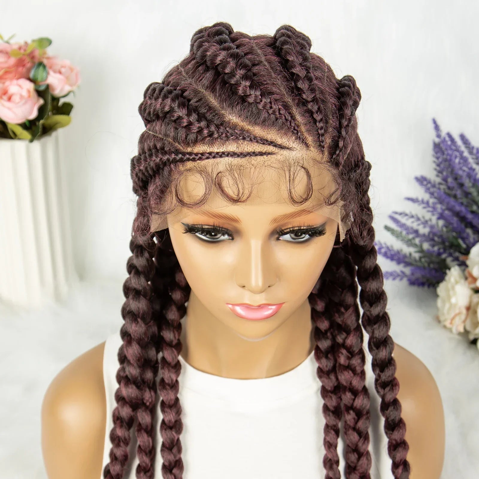 36" Blonde Knotless Box & Cornrow Braids Wig | Lace Front