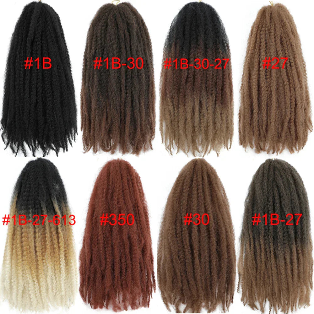 18" Marley Twist Braiding Hair | Crochet Braids | Afro Twist Kinky Hair Extensions | Ombre Colors | 30 Strands/Pack