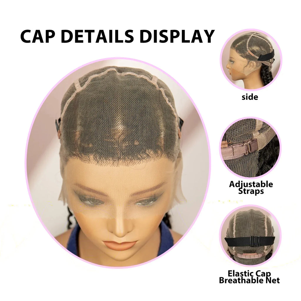 34" Cornrow Braided Wig | Full Lace | Baby Hair | Boho Braids | Kanekalon Synthetic