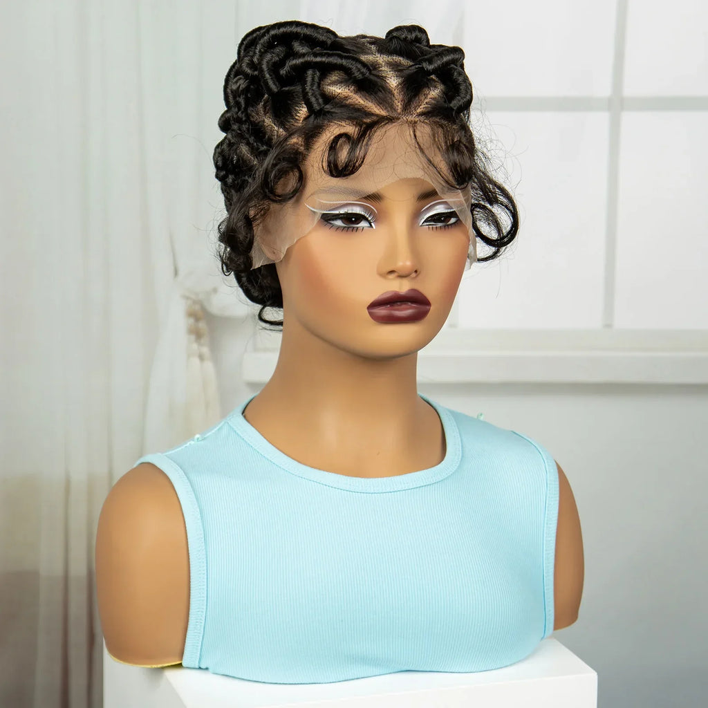 3-in-1 Handmade Bantu Braids Wig | Faux Locs Option | Full Lace | Baby Hair