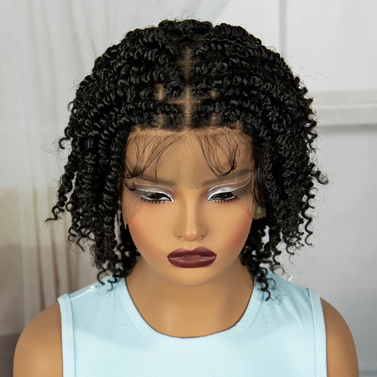 10" Natural Twist Braids Wig | Full Lace | Baby Hair | Short Braided Style