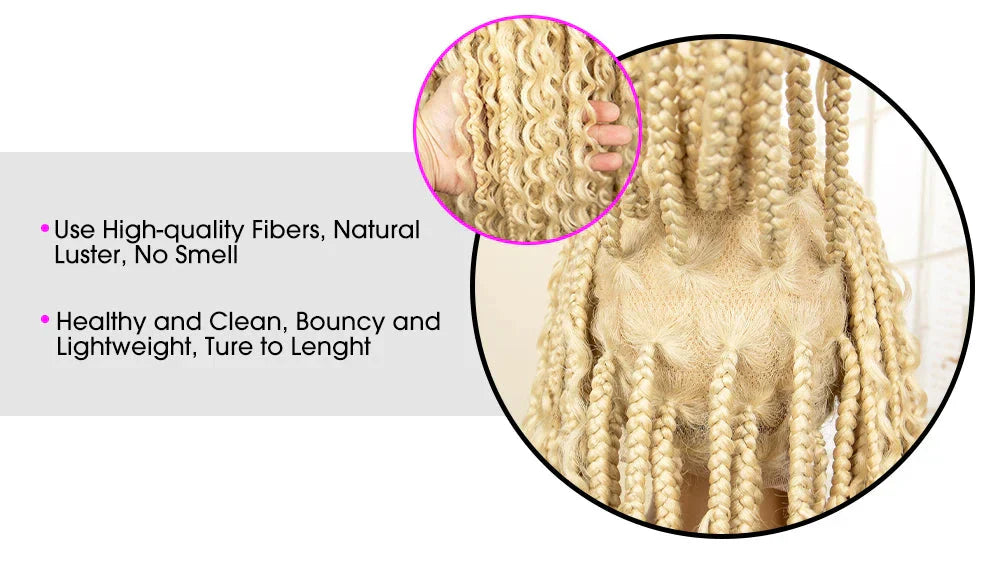 613 Blonde Knotless Boho Braids Wig | Full Lace | Baby Hair | Kanekalon Synthetic