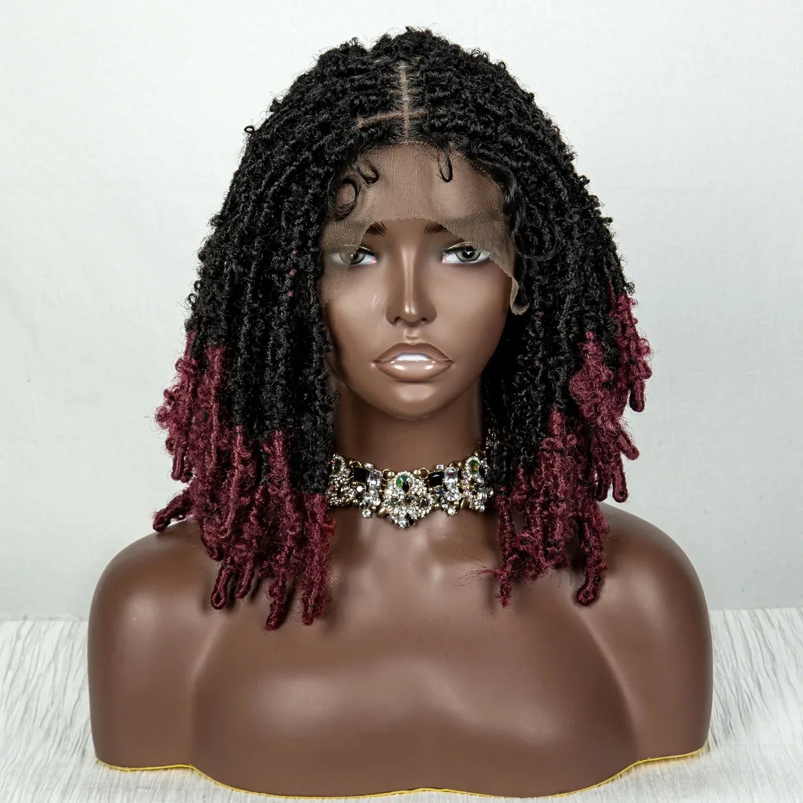 14 Inch Butterfly Locs Bob Wig | Transparent Lace Front Synthetic Braiding Hair (Crochet Braids)