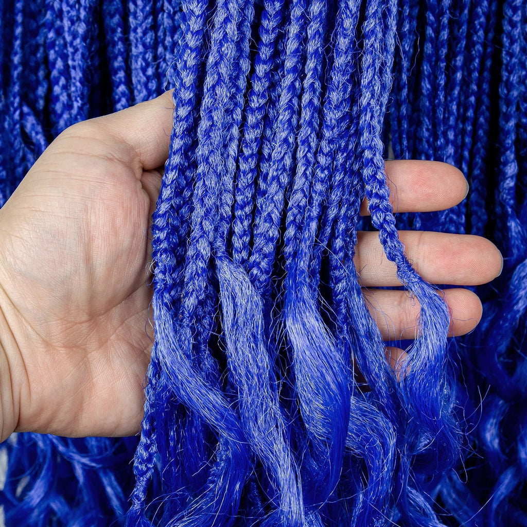 36" Water Wave Braided Wig | Lace Front | Baby Hair | Long Braids