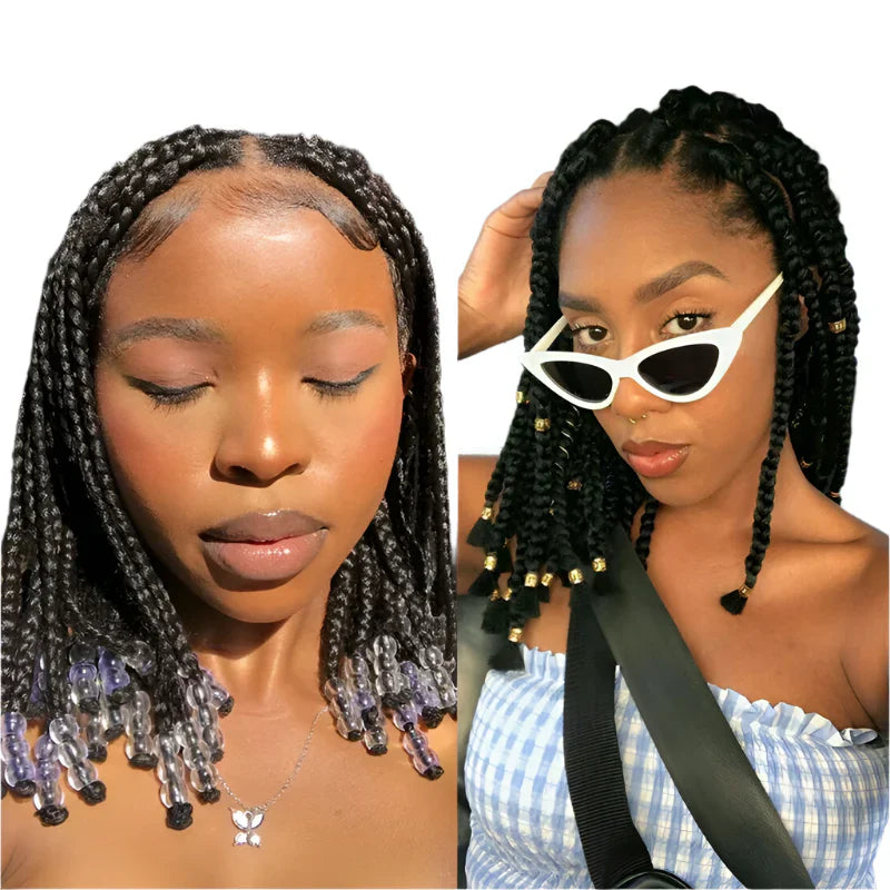 10" Dreadlock Bob Braided Wig | Knotless Cornrows & Box Braids | Full Lace Front | Baby Hair | Synthetic Hair