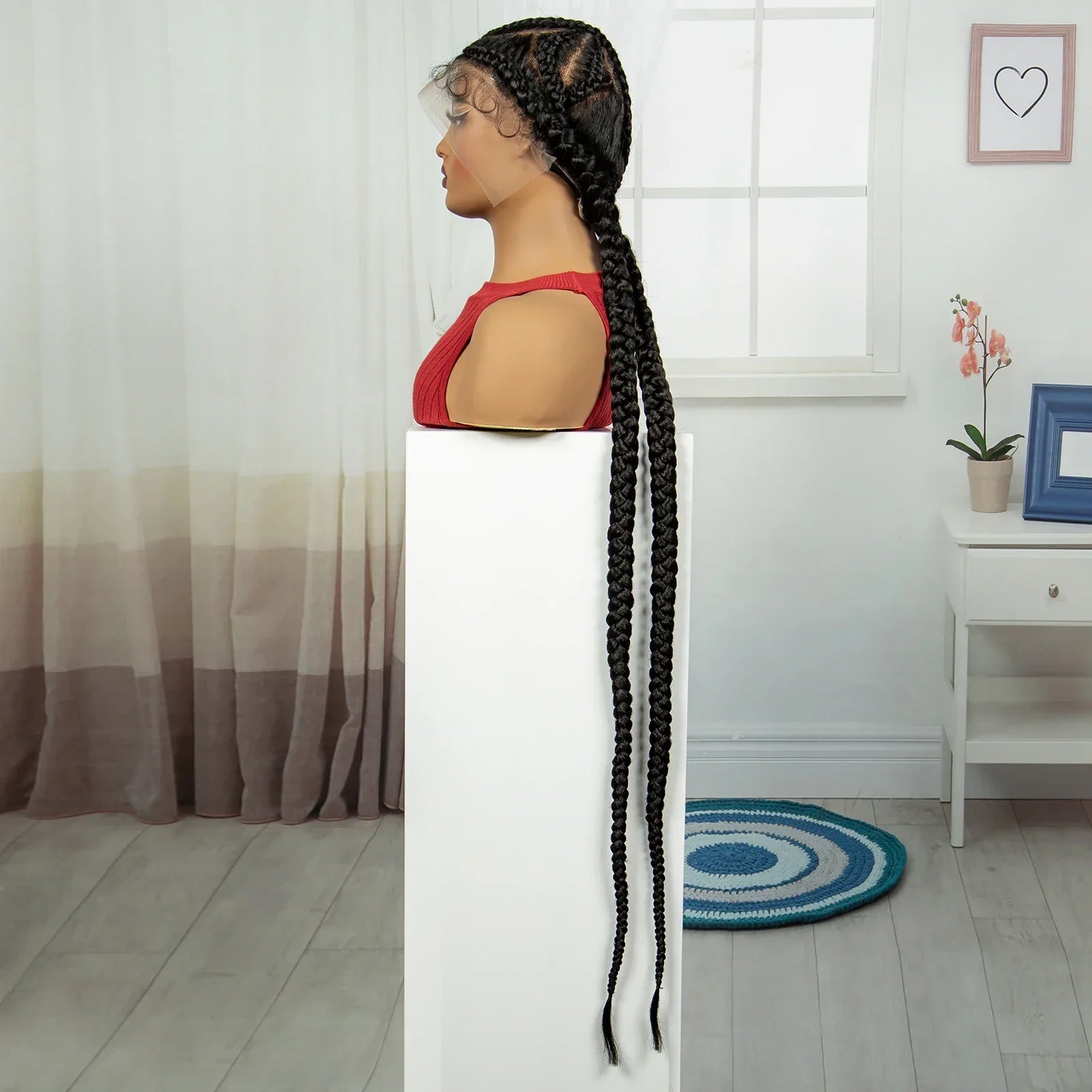 48" Super Long Cornrow Knotless Braids Wig | Full Lace Frontal