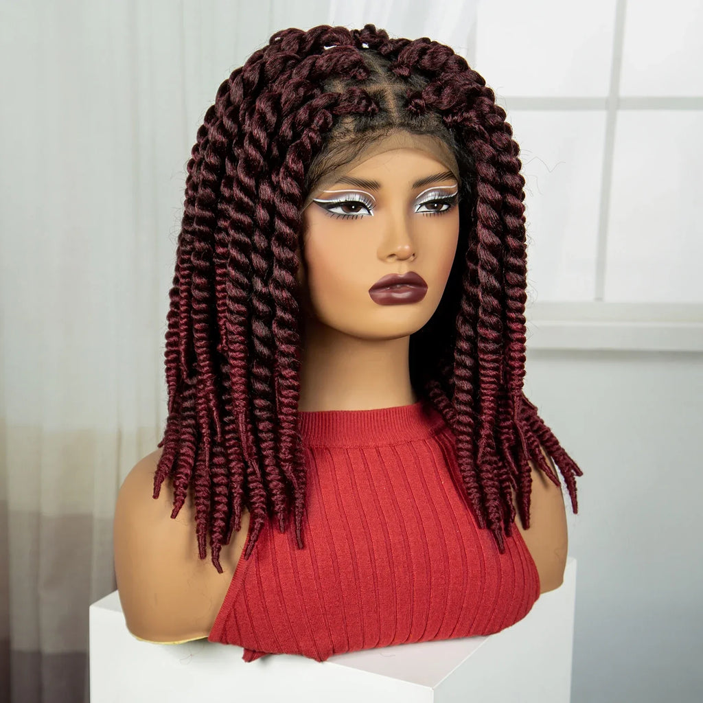 16" Twist Knotless Braids Wig | HD Full Lace | Baby Hair | Natural Look