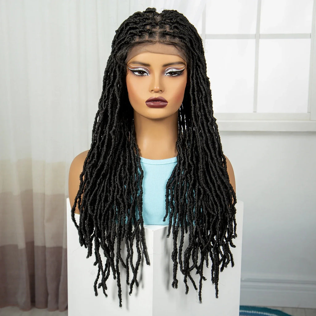 24" Knotless Box Locs Braided Wig | Full Lace Frontal Dreadlock Style