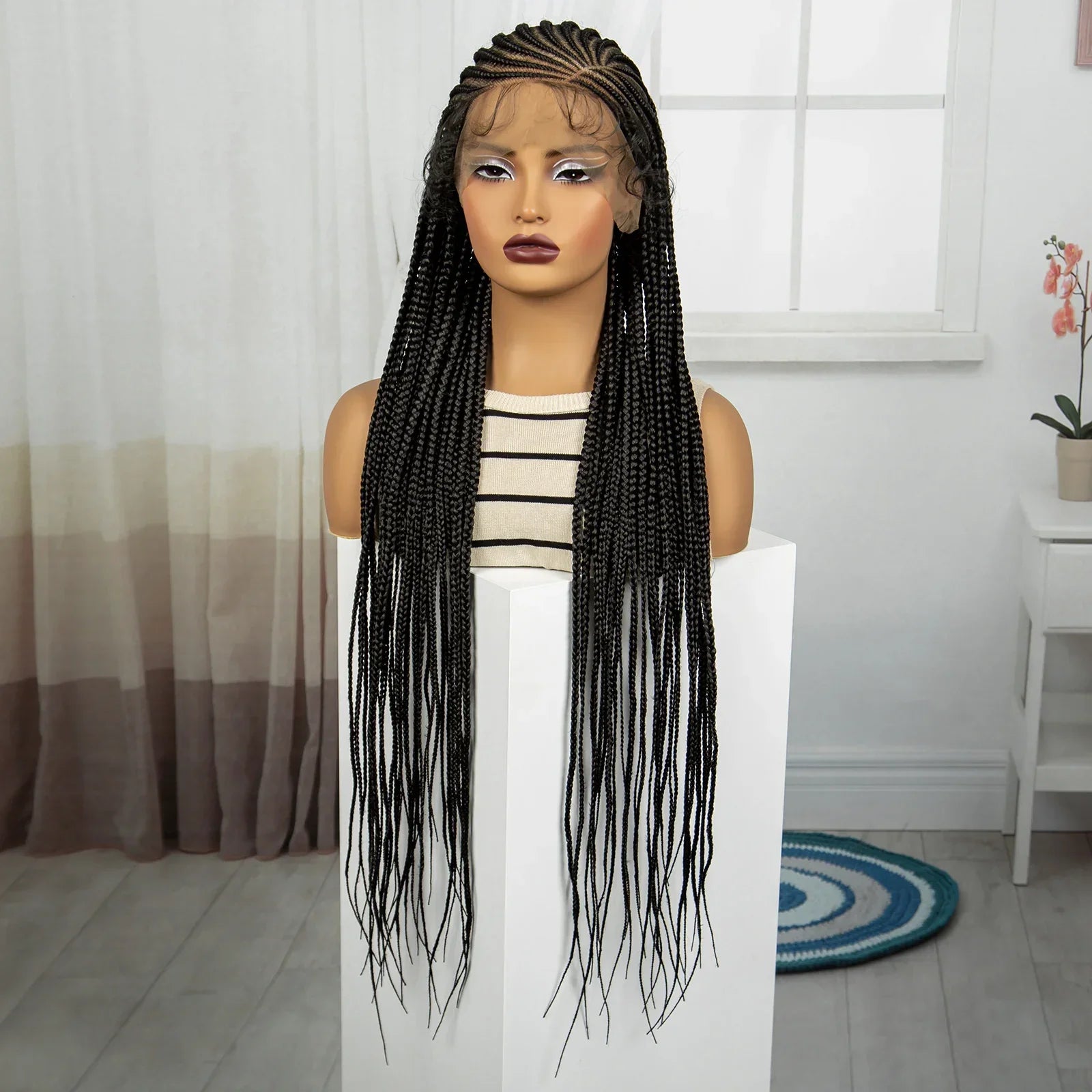 36" Knotless Cornrow Braids Wig | Full Lace | Baby Hair | Black Women