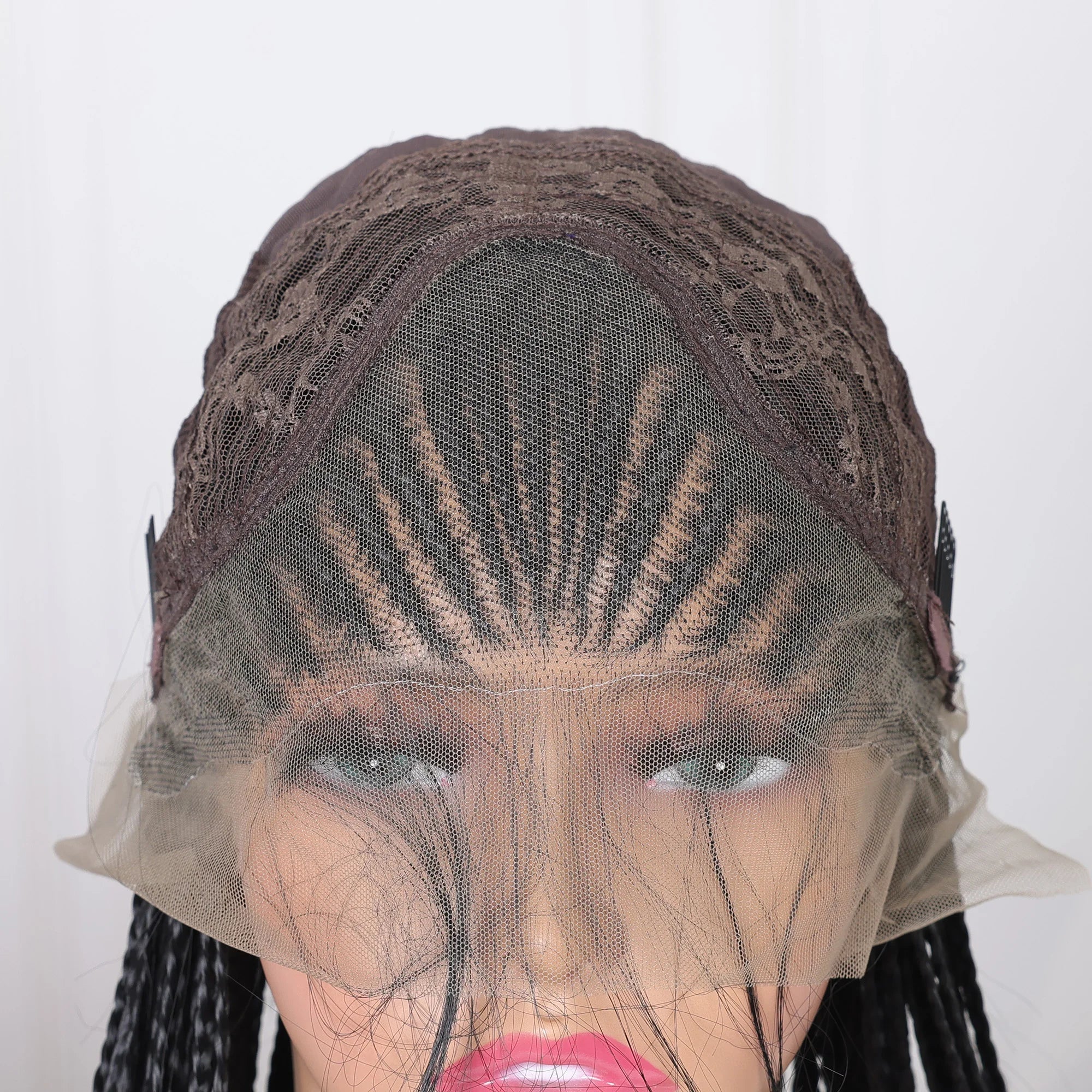 13x4 Goddess Faux Locs Braided Wig | Knotless Twist Box Braids | Long Synthetic Lace Front | Bleached Knots