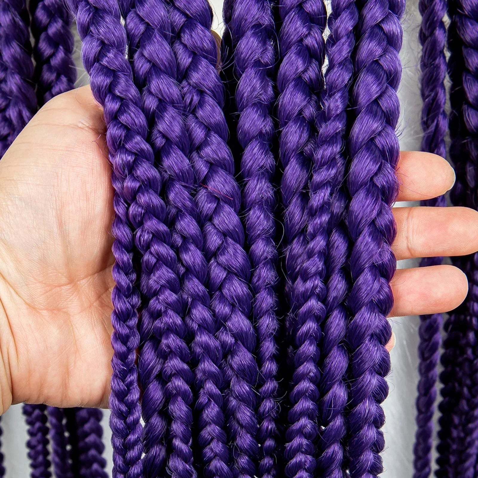 36" Purple Knotless Box Braids Wig | Transparent Full Lace | Baby Hair | Synthetic