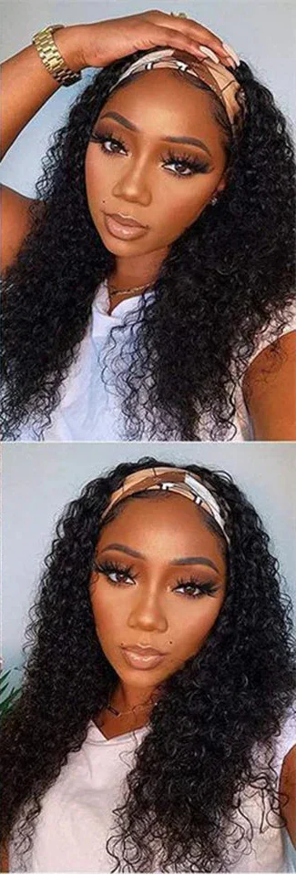 180% Density Jerry Curly Headband Wig | Glueless Brazilian Remy Human Hair