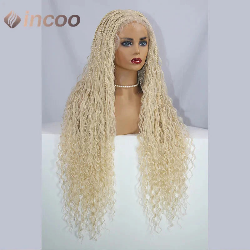 613 Blonde & Burgundy Butterfly Braids Wig | 36" Full Lace | Goddess Locs & Box Braids
