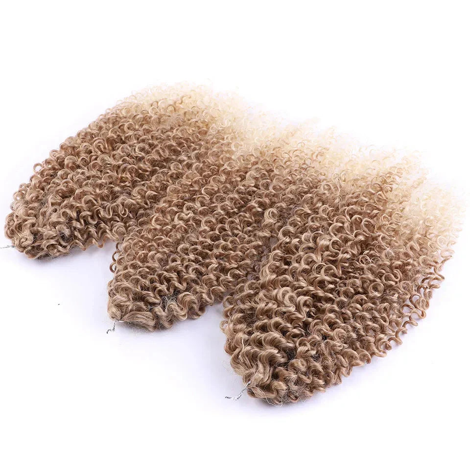 200g 3-Pack Ombre Brown Afro Kinky Curly Crochet Hair | 18 Inch | Passion Twist Extensions