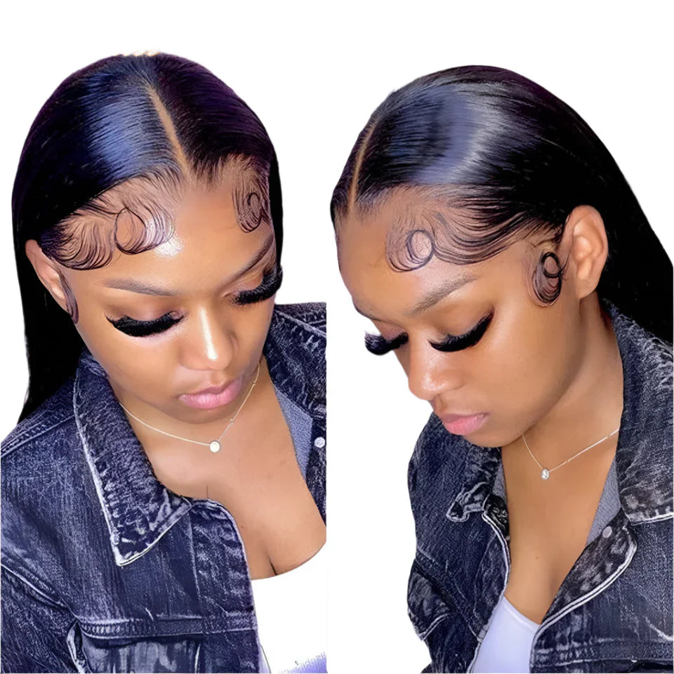 180D Straight Lace Front Wig Human Hair | Pre-Plucked 13x4 Brazilian Remy Frontal Wig (Light Brown Lace)