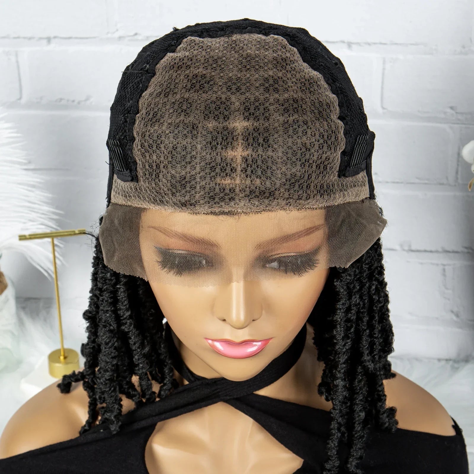 14" Knotless Butterfly Locs Lace Front Wig | Synthetic Dreadlock Braids | Black Women