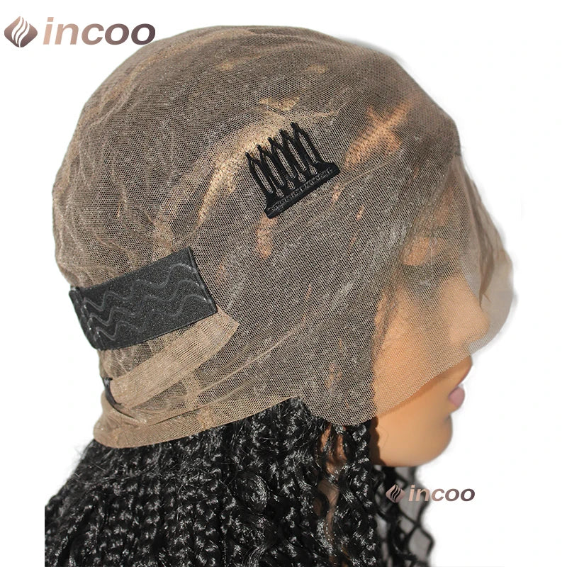 12" Boho Bob Braided Wig | Goddess Knotless Braids | 360 Full Lace | Curly Ends | Baby Hair