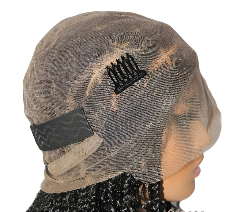 12" Bohemian Cornrow & Knotless Box Braids Bob Wig | Curly Goddess Ends | Full Lace Front