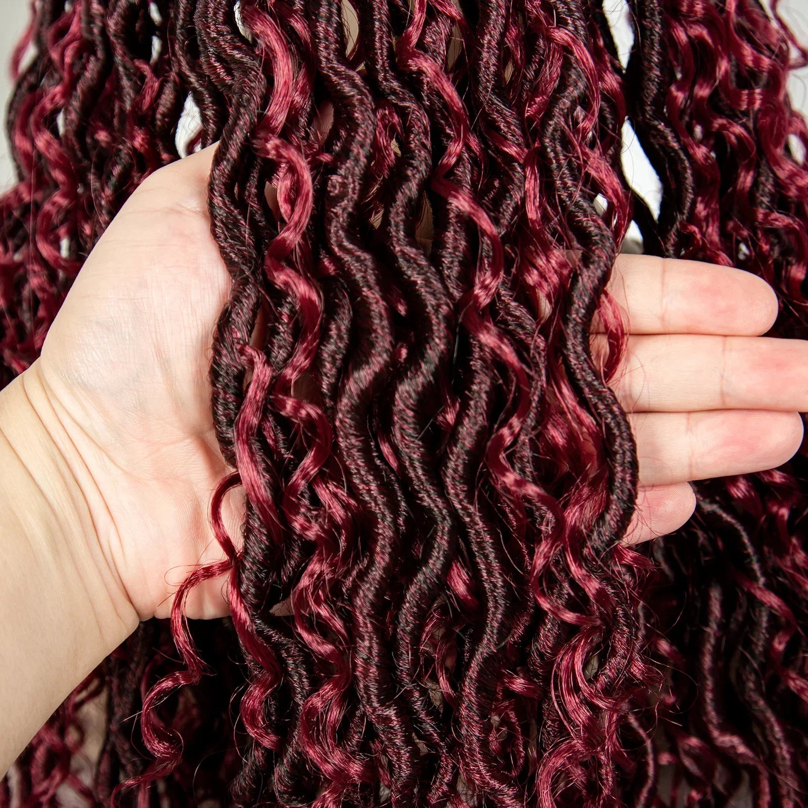 20" Burgundy Boho Locs Baseball Cap Wig | Adjustable Hat Wig | Synthetic Braids | Black Women