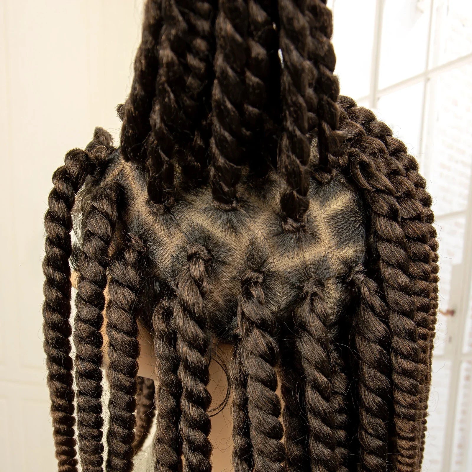 16 Inch Brown Twisted Braided Bob Wig | Full Lace | Kanekalon Fiber | For Black Women