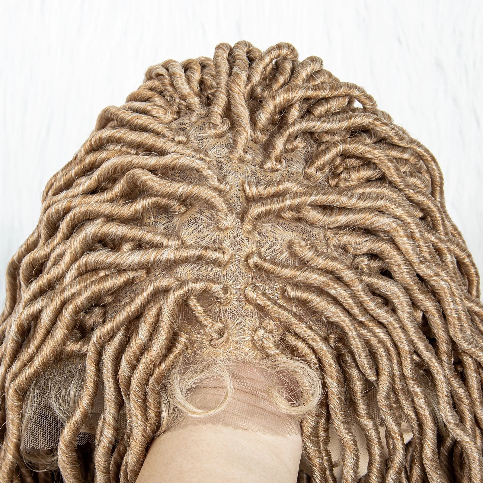 32" Burgundy Curly Dreadlocks Braided Wig | Lace Front with Baby Hair