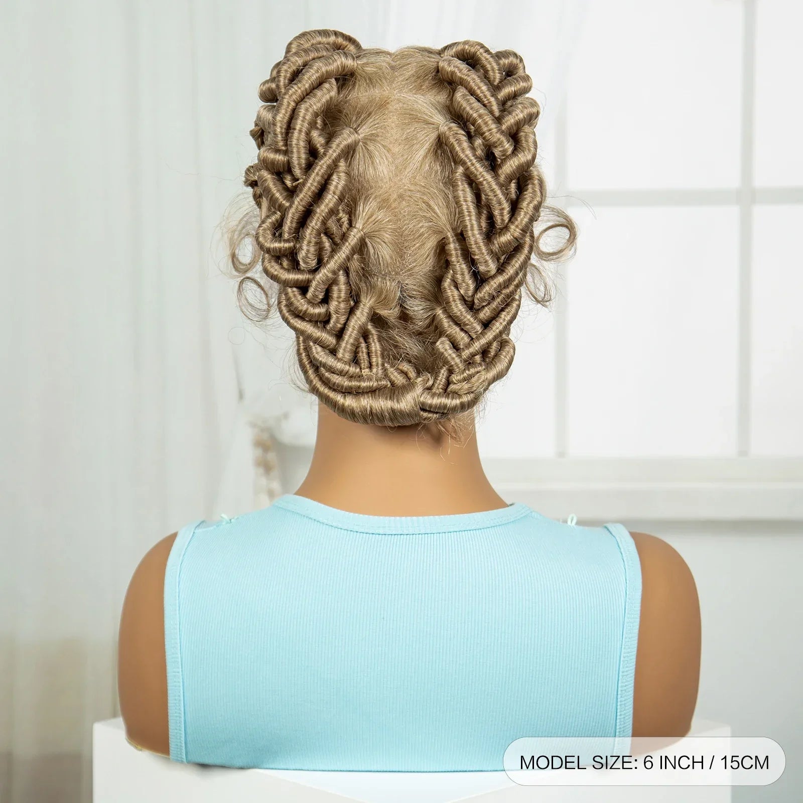 613 Blonde Short Handmade Bantu Knotless Braids Wig | Full Lace