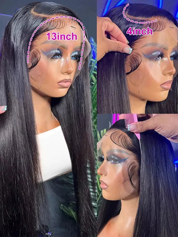 250 Density 40 36 Inch Straight HD Transparent 13x6 Lace Front Wig | Brazilian Virgin Remy Human Hair