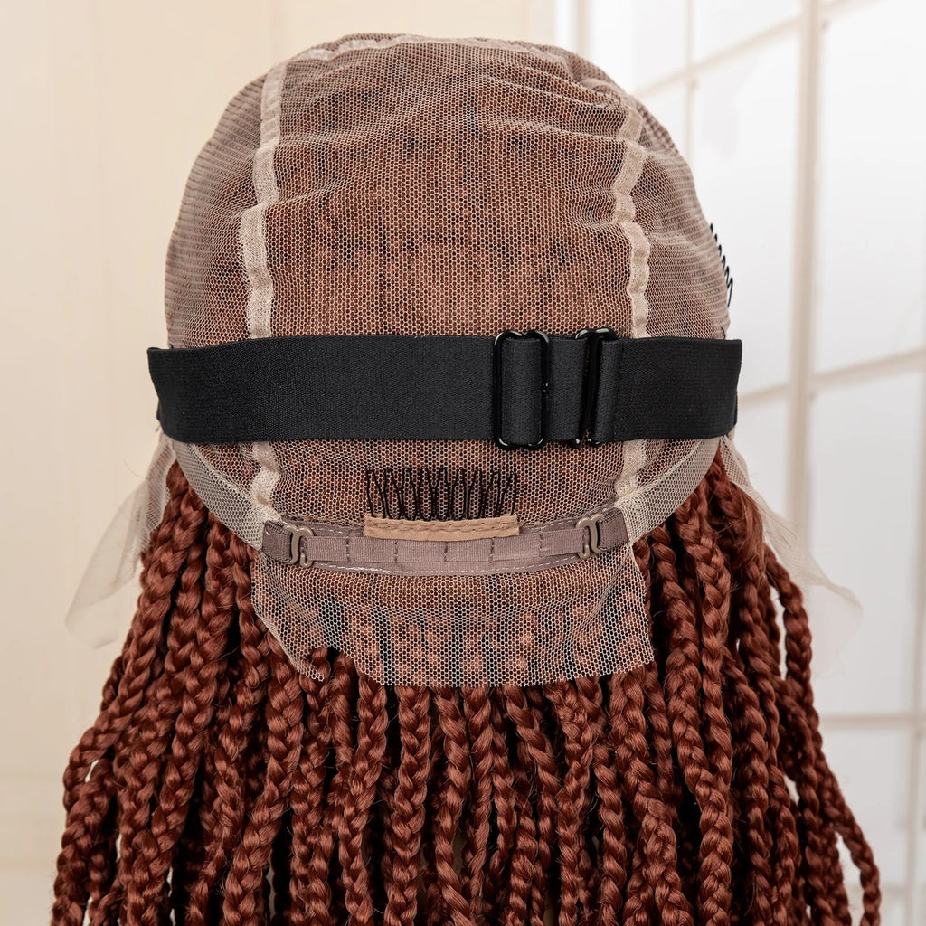 36" HD Full Lace Box Braided Wig | Ginger Color #350 | Lace Frontal Braids | Baby Hair | Synthetic Hair Wig
