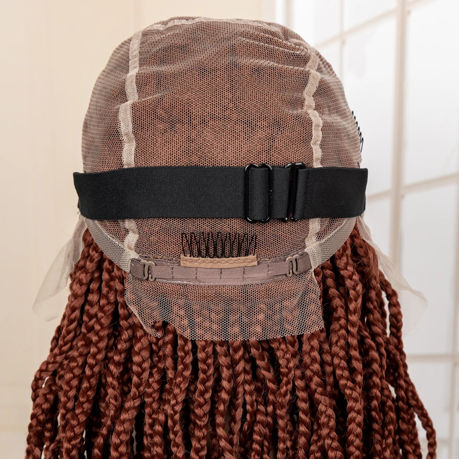 36" HD Full Lace Box Braided Wig | Ginger Color #350 | Lace Frontal Braids | Baby Hair | Synthetic Hair Wig