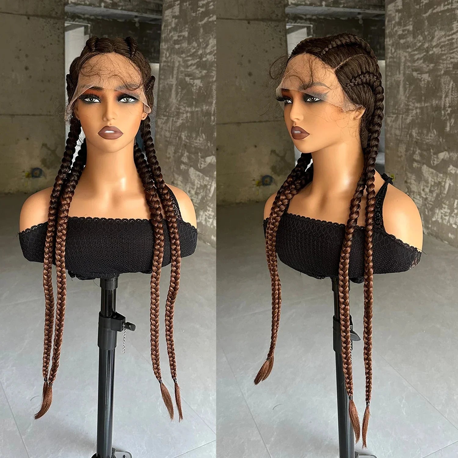 32" Twist Cornrow Braids Wig | Lace Front | Baby Hair | DIY & Cosplay | Synthetic