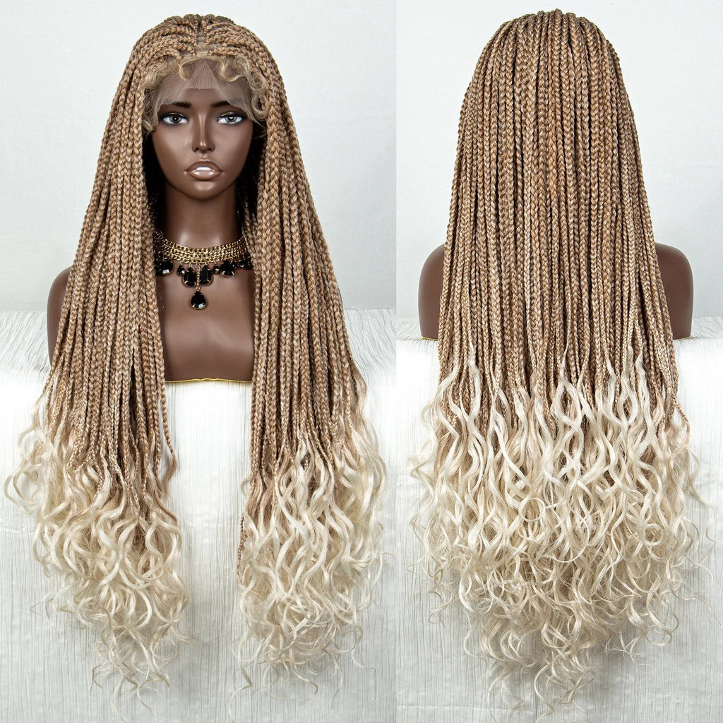 36" 613 Blonde Braided Wig | Lace Front | Baby Hair | Colored Braids