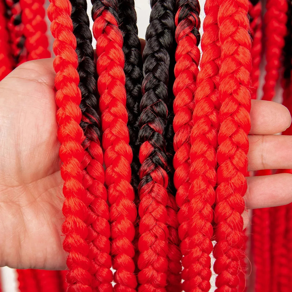 36" Purple Knotless Box Braids Wig | Transparent Full Lace | Baby Hair | Synthetic