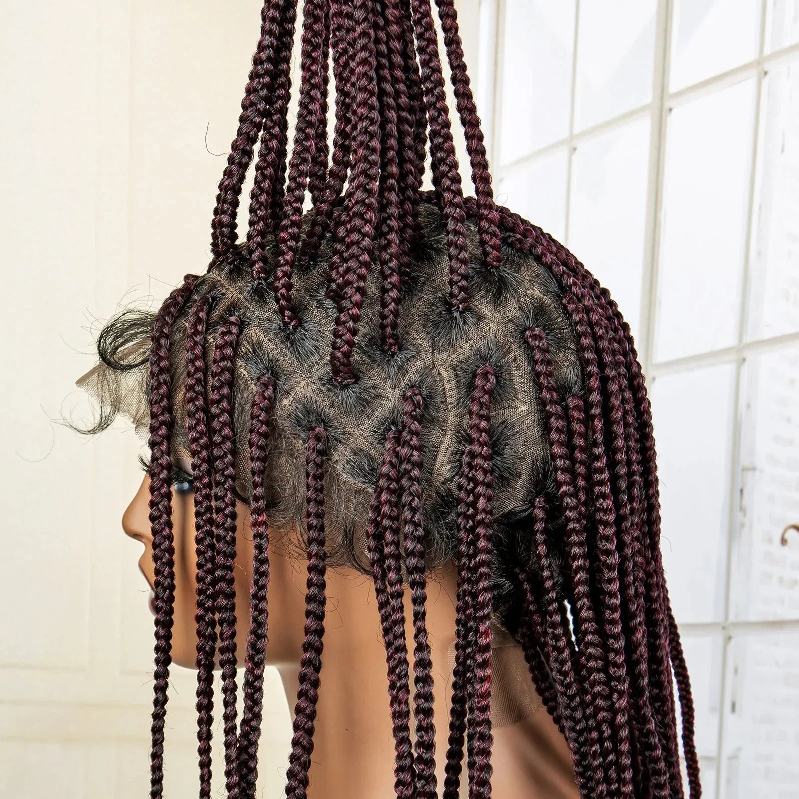 24" Full Lace Knotless Box Braided Wig | Lace Frontal Cornrow Braids | Baby Hair Synthetic Wig for Women