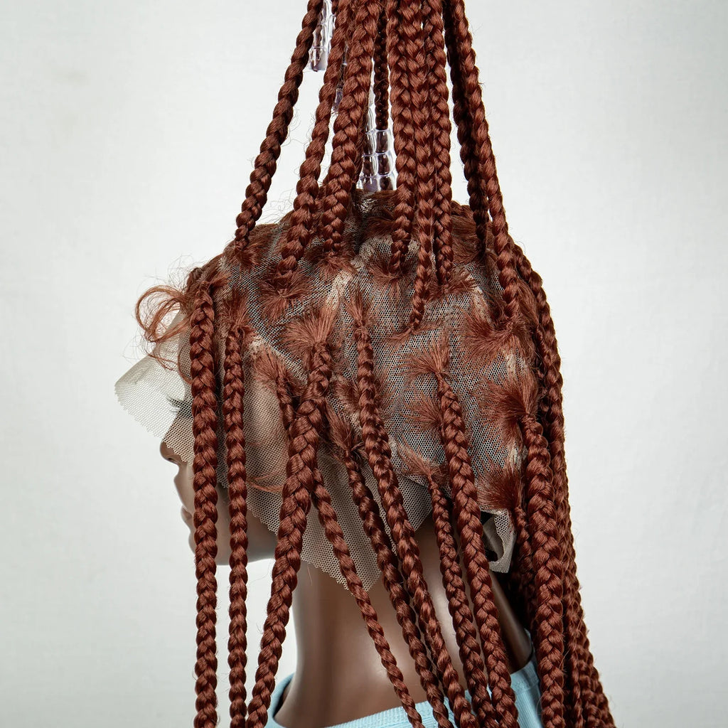 #350 Knotless Box Braids Wig | Dark Ombre | Lace Frontal | Short Straight Braids | Black Women