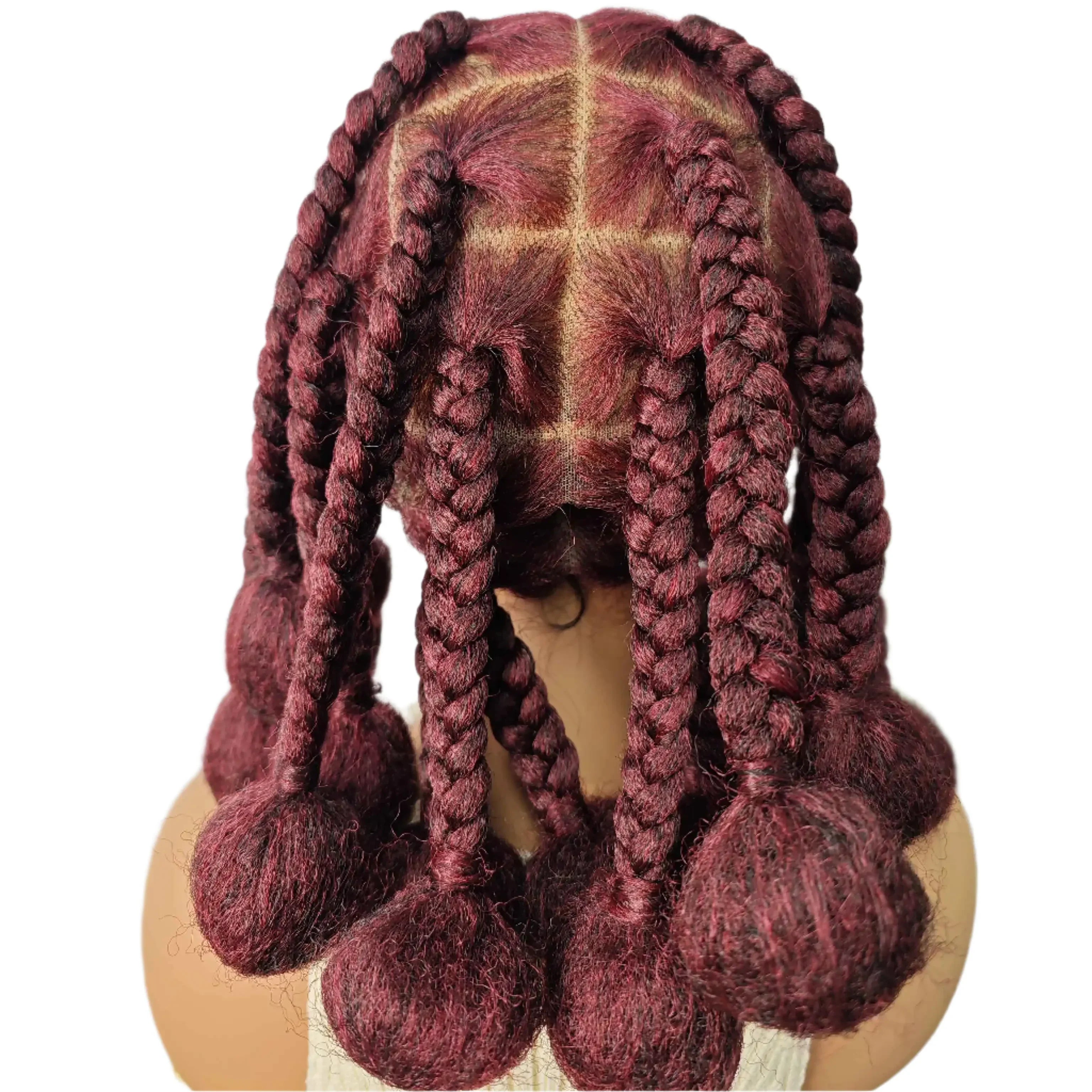 12" Ginger Orange Knotless Box Braiding Wig | Transparent Lace Front Synthetic Hair with Baby Hair