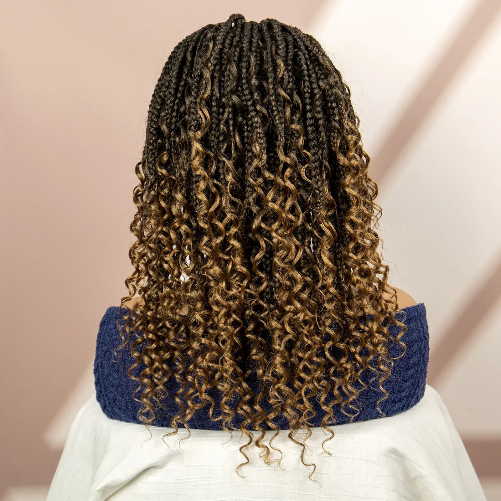 99J Burgundy Knotless Box Braids Wig with Curly Ends | Full Lace