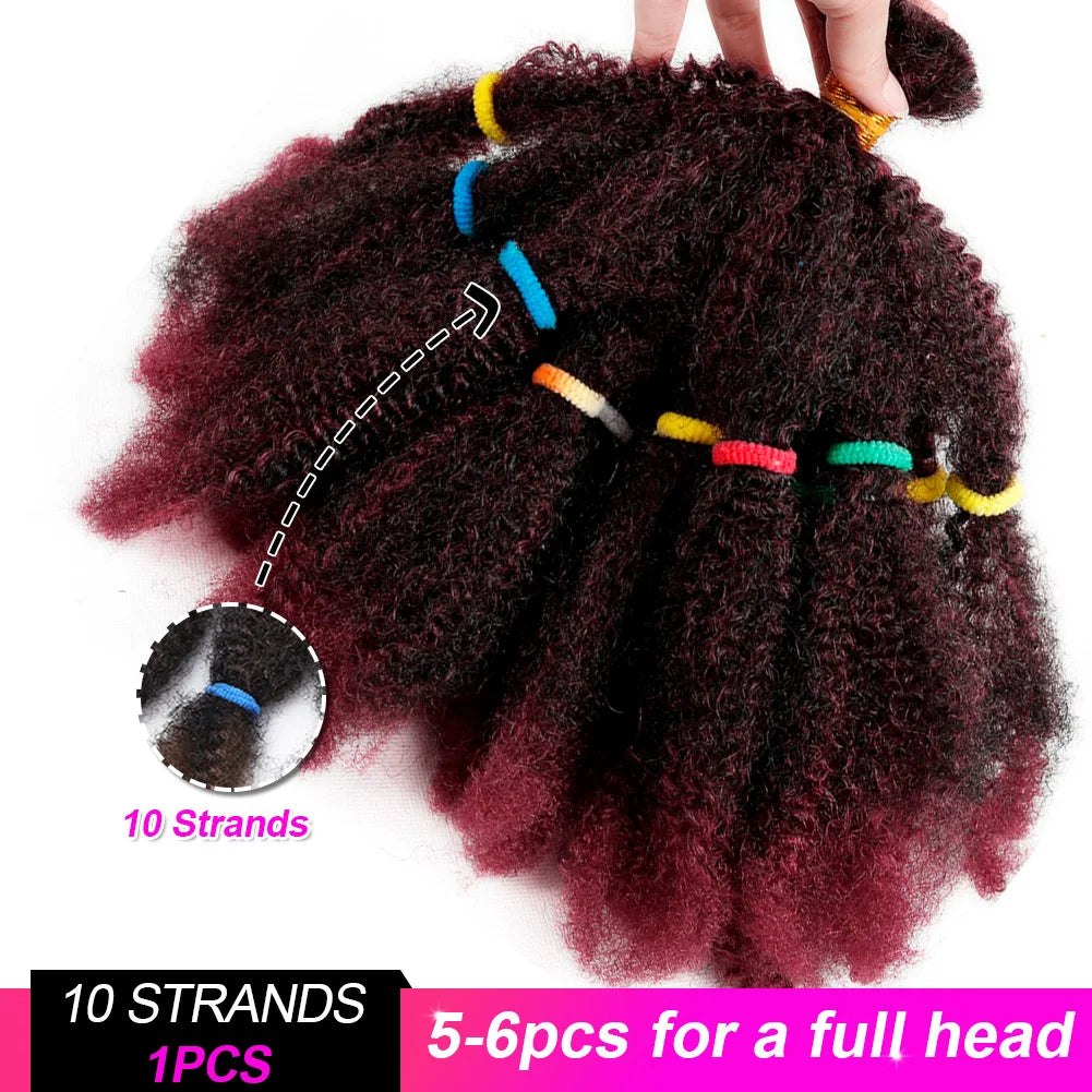 12" Frosted Afro Kinky Bulk Synthetic Hair for Crochet Braids | Short Curly Hair Extensions