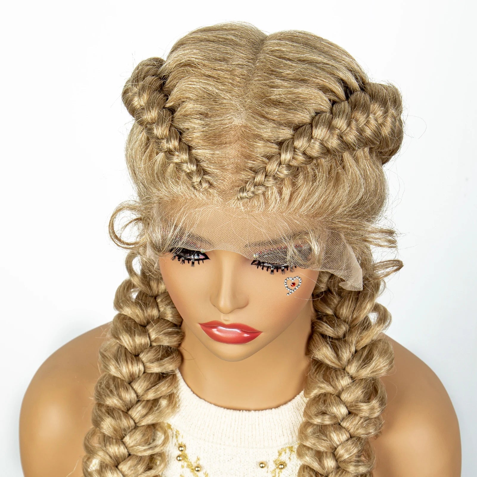 1B/30 Dark Brown Dutch Box Braids Wig | Synthetic Lace Frontal | Fishtail Braids | With Baby Hair | For Black Women