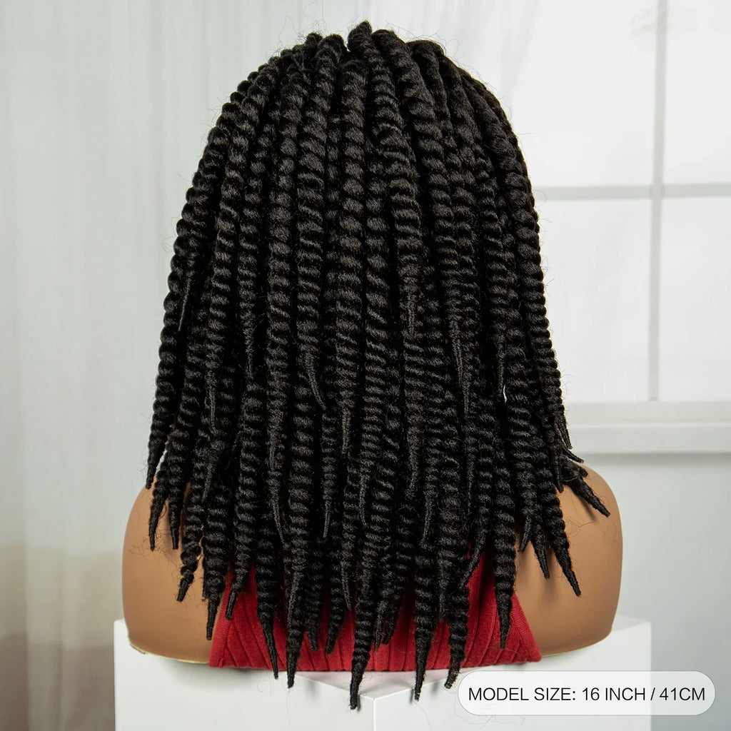 16" Knotless Box Twist Braided Wig | HD Full Lace | Natural Lace Front | Baby Hair | Synthetic Hair