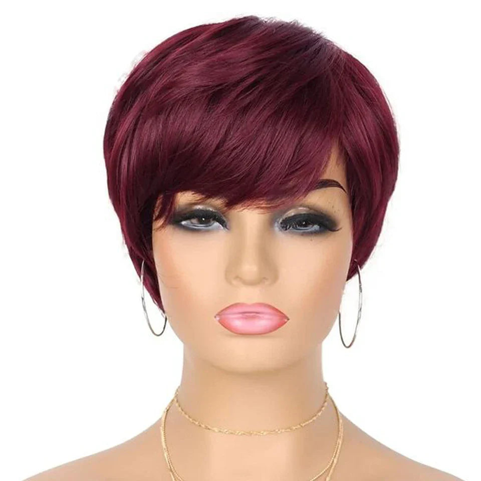 613 Honey Blonde Pixie Cut Straight Wig with Bangs | Glueless Peruvian Remy Human Hair