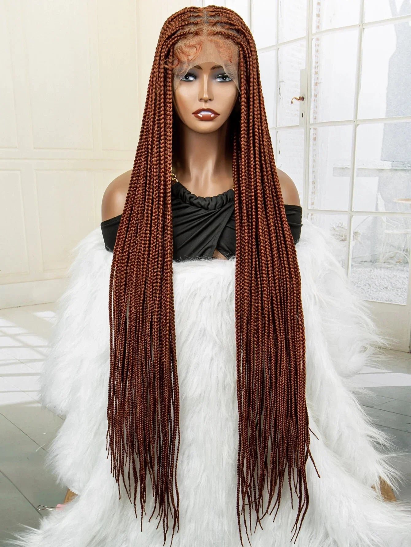 350# Blonde HD Full Lace Braided Wig | Knotless Box Cornrows | Crochet Braids | Synthetic Braids for Black Women