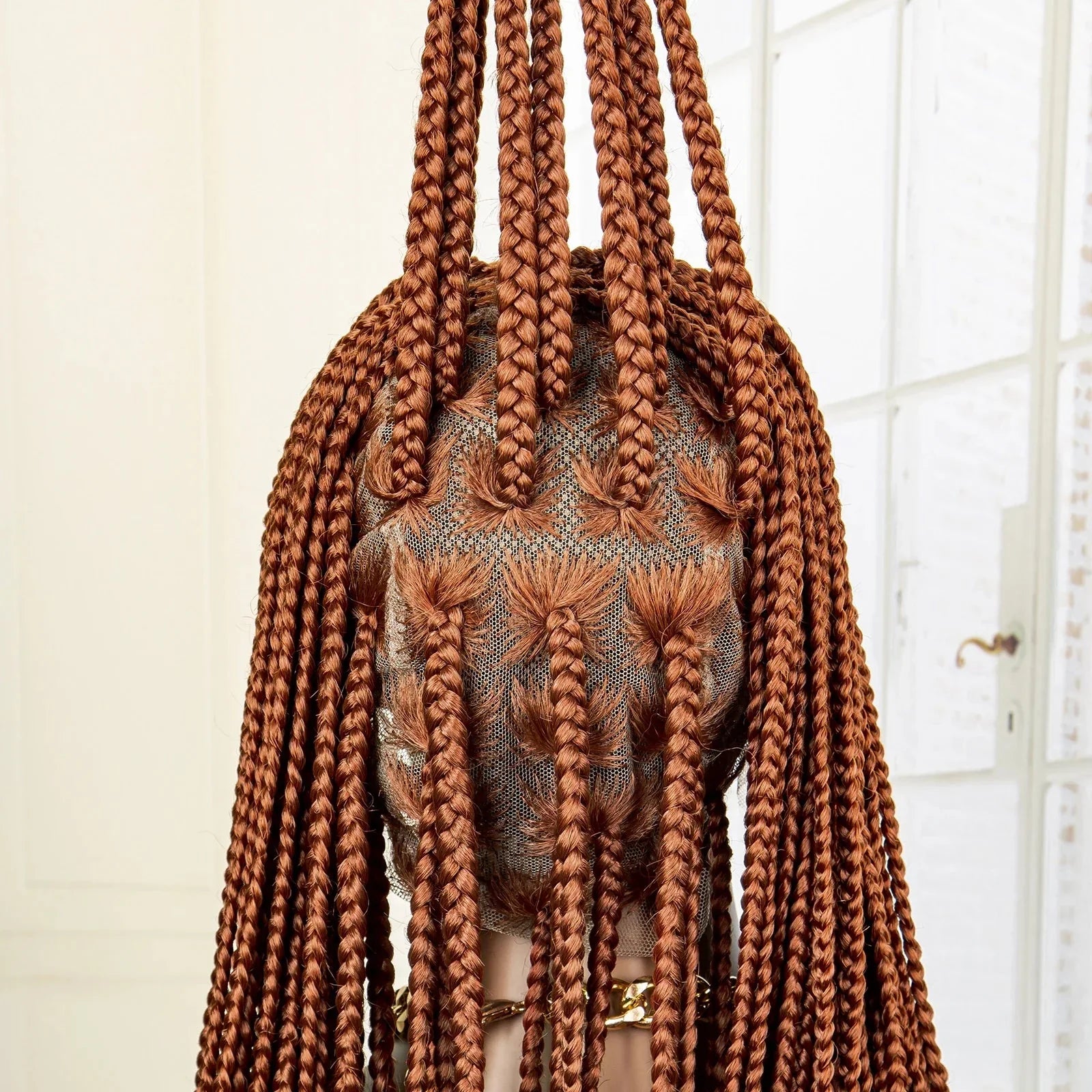 36" 613 Full Lace Knotless Box Braided Wig | Transparent HD Lace | Baby Hair | Synthetic Wig for Black Women