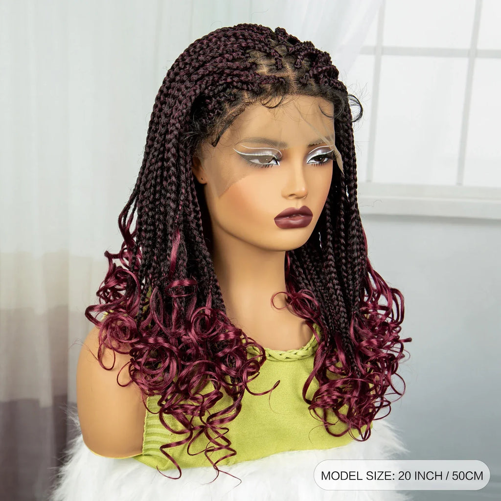 9x6 Lace Front Knotless Braids Wig with Curly Ends | Blended Box Braids