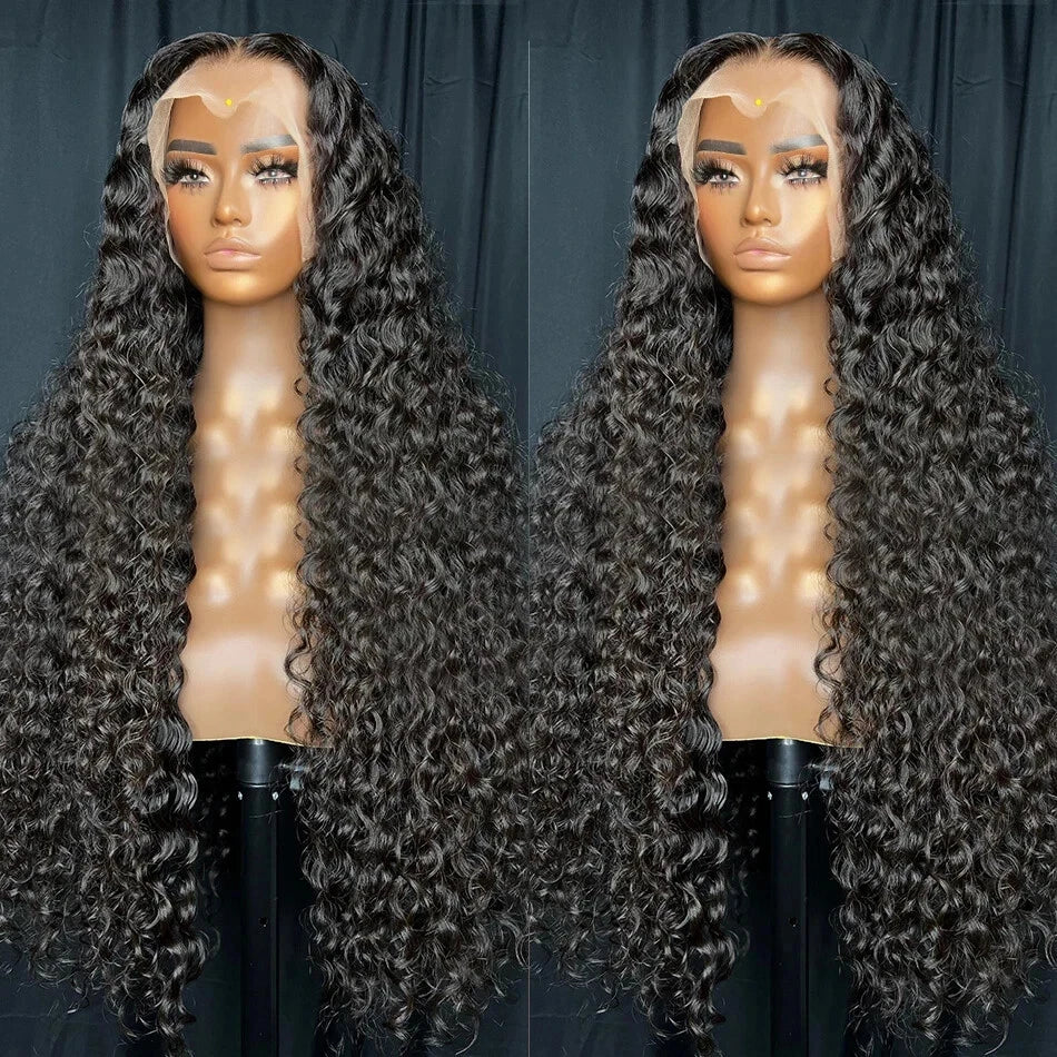 200% Density Deep Wave Curly HD Lace Frontal Wig | 13x6 Glueless Water Wave & 13x4 Pre-Plucked Human Hair Lace Front Wigs (30-40 Inch)
