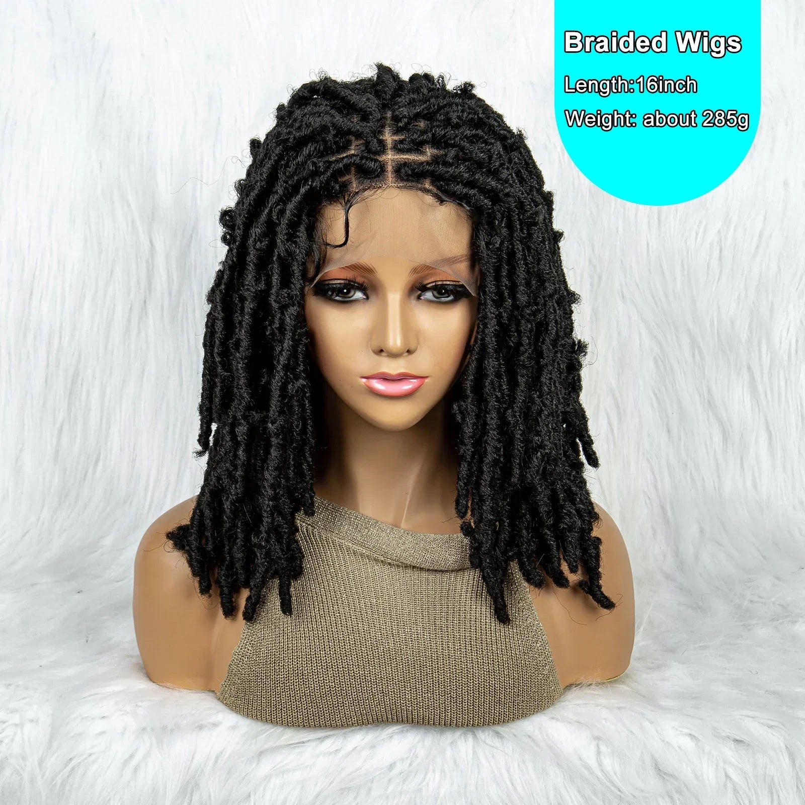 16" Short Knotless Butterfly Locs Wig | Synthetic Lace Front