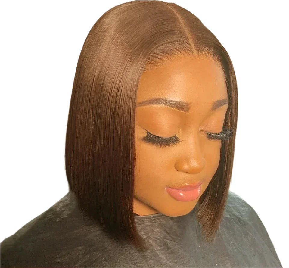 #4 Chocolate Brown Bob Wig | Glueless | Ready To Wear | Brazilian Hair | Human Hair | Straight | Invisible | Closure Wigs For Women